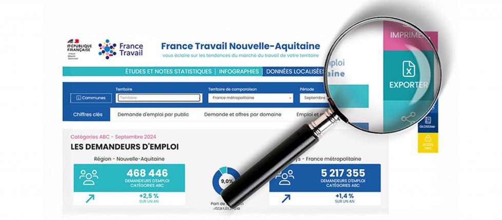 Nouveauté dans l'observatoire de l'emploi : les données localisées s'enrichissent d'une fonctionnalité supplémentaire permettant d'exporter vos données au format Excel.